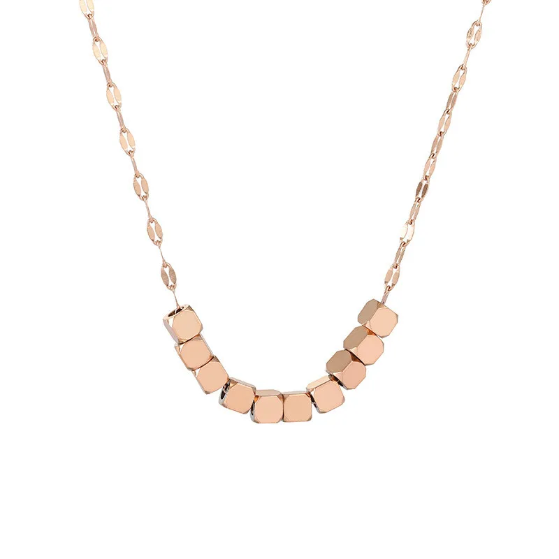

JIOROMY Beads Necklace For Women Stainless Steel Gold Small Square Jewelry Girl Gifts Chokers Necklaces