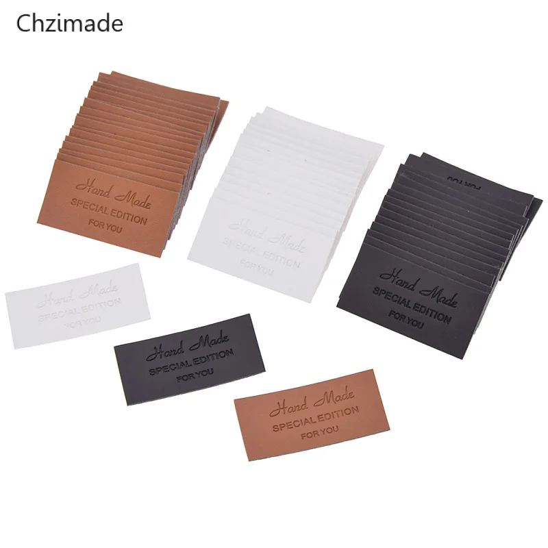 Lychee Life 48Pcs/lot Handmade PU Leather Labels Tags For Clothes Garment Jeans Bags Shoes Diy Accessories | Дом и сад