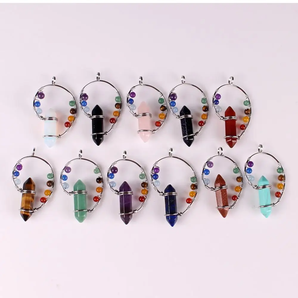 12 шт 7 Чакра Рэйки шестигранный кристалл Кварцевый и из натурального камня