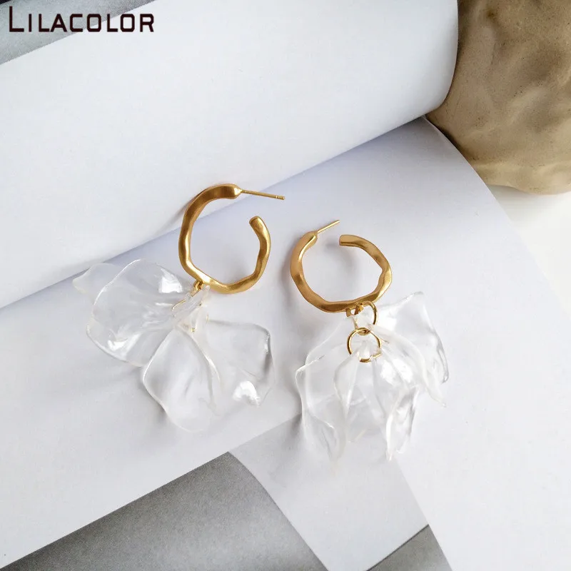 Цветочные прозрачные женские Висячие серьги круглые неправильной формы