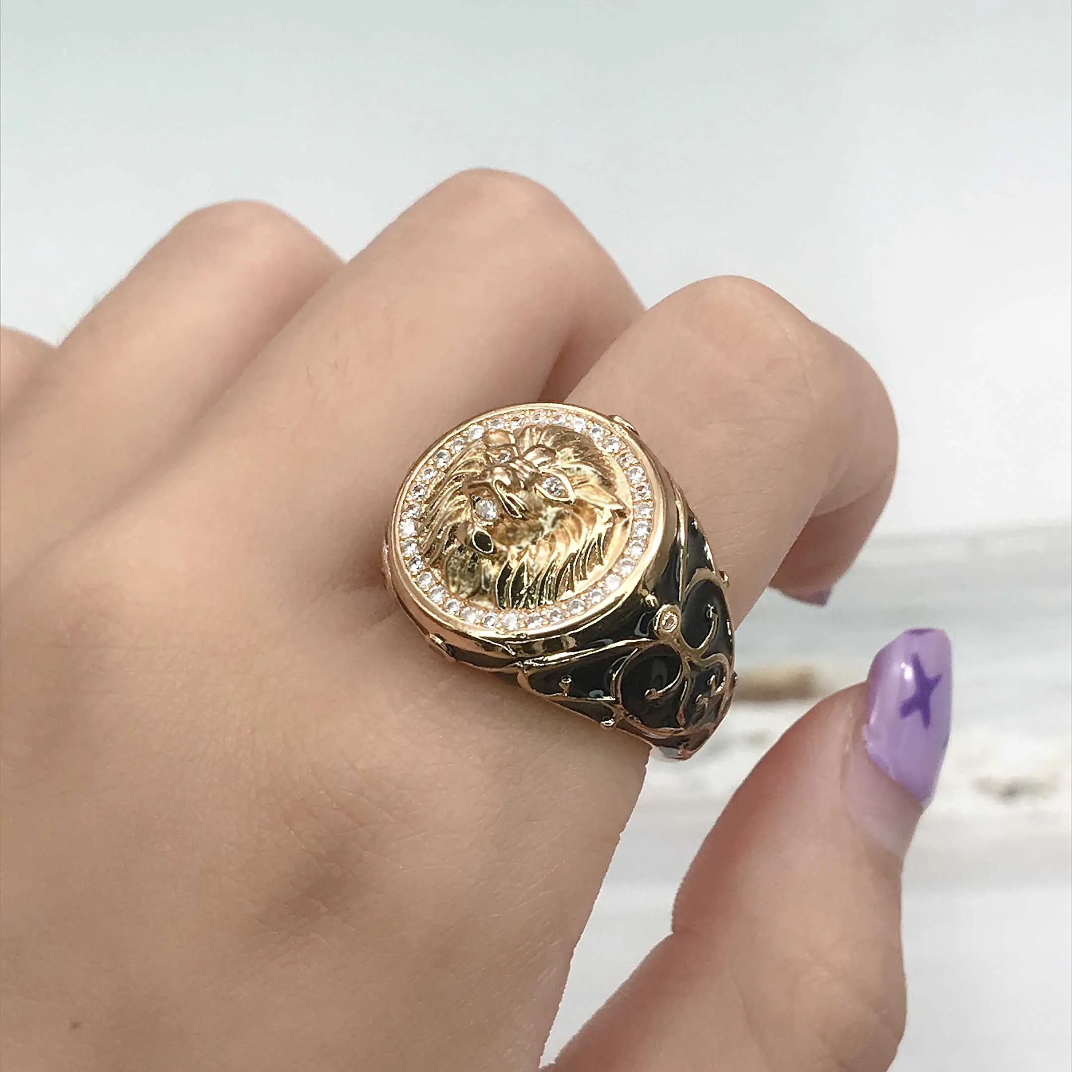 Модные властная кольца со львом Размеры Большие размеры 6-13 роскошные золотые