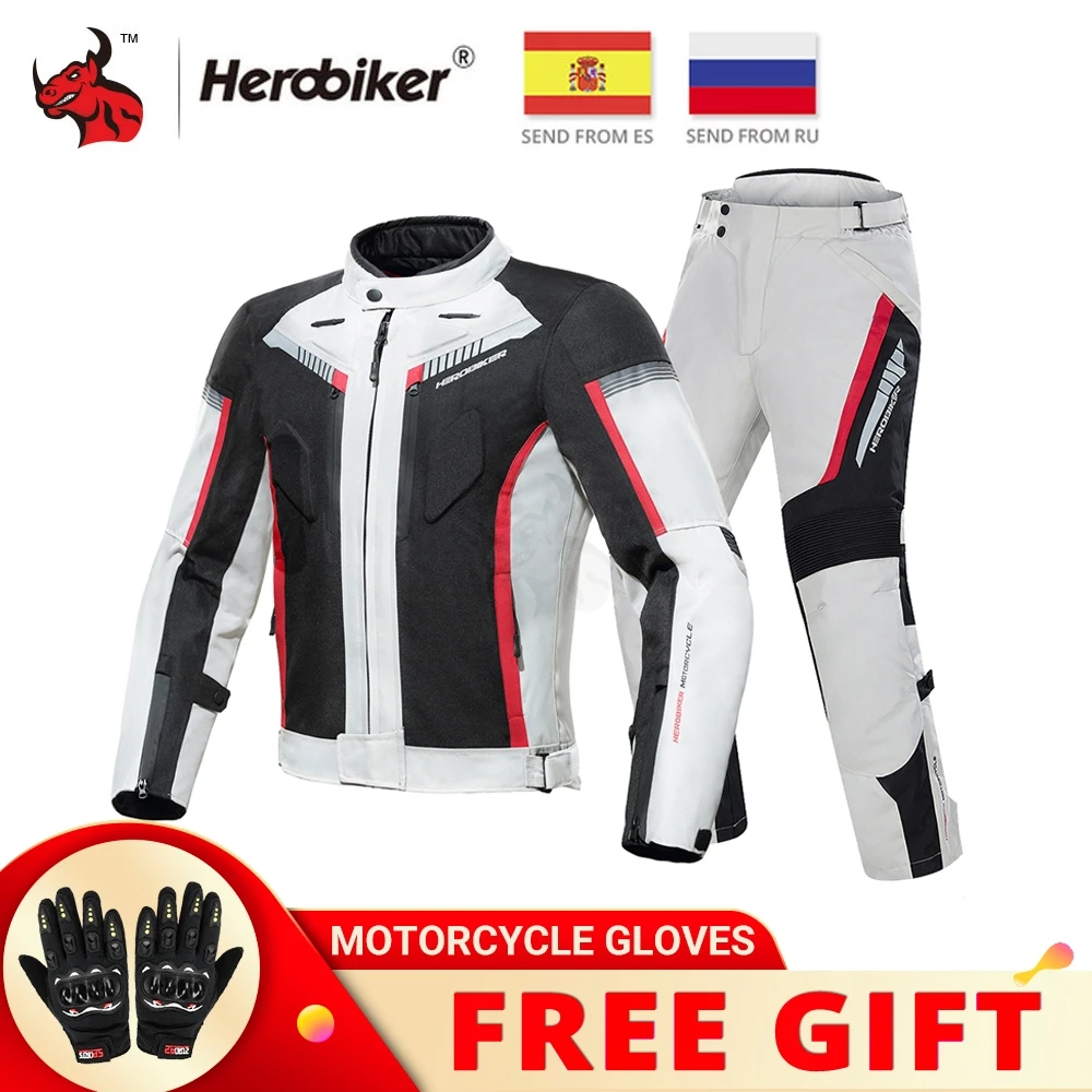 HEROBIKER мотоциклетная кожаная куртка для мужчин мото защиты от ветра, для езды Куртка бронежилет зима мотогонок мотокросса куртка костюм Водонепроницаемый M-3XL - изображение