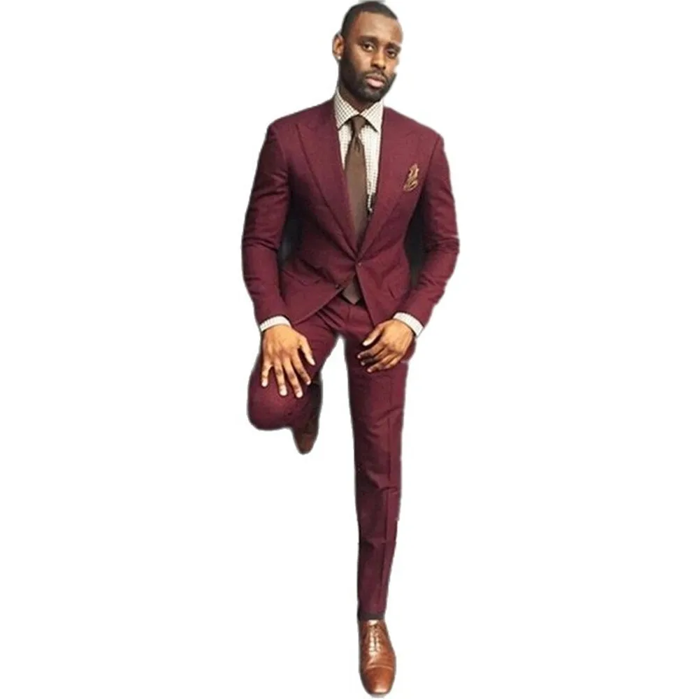 Костюм Свадебный Мужской бордовый из 2 предметов приталенный (пиджак +