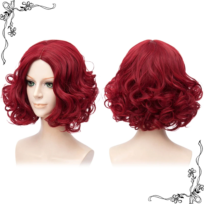 

Identity V Joker Cosplay Wine Short Wavy Curly Heat Resistant Synthetic Hair Halloween Carnival Role Play Party + Free Wig Cap