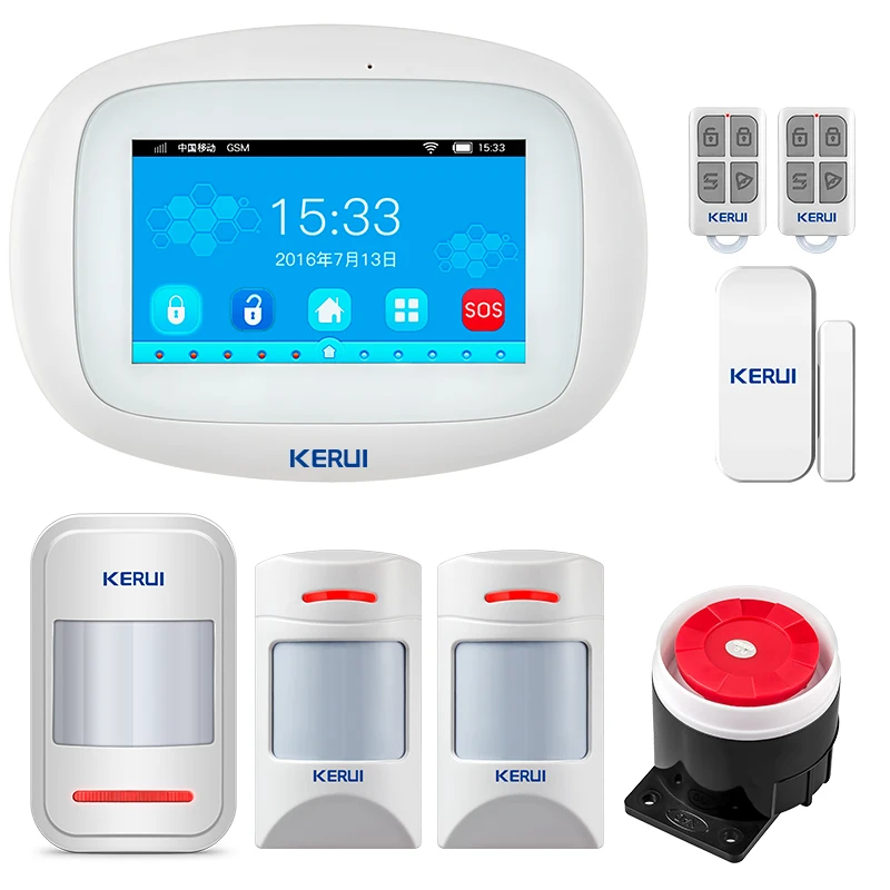 Система охранной сигнализации KERUI K52 Wi Fi GSM 4 3 дюйма TFT цветной дисплей|Комплекты