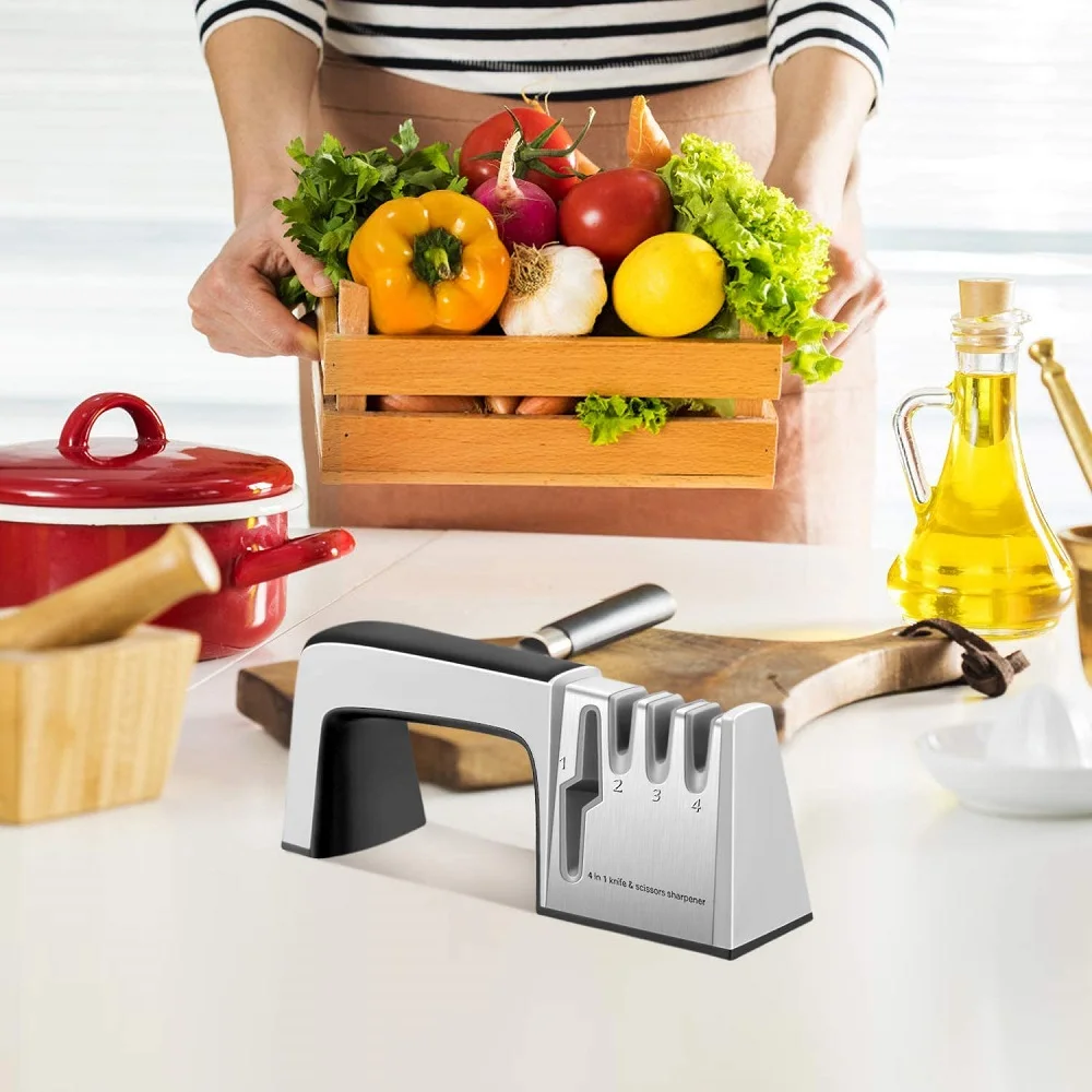 

Fast four-stage sharpener Multifunctional household kitchen sharpener Manual fixed-angle sharpener artifact