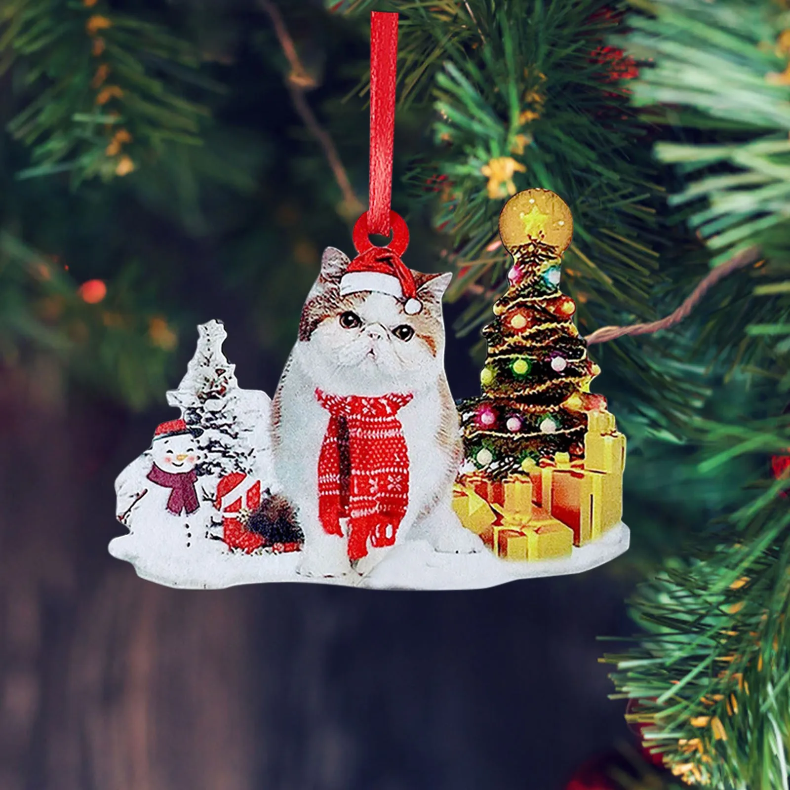 

Новогодние и рождественские подвесные украшения 2022, деревянные подвесные кулоны, милый кот, Рождественская елка, колокольчик, рождественск...
