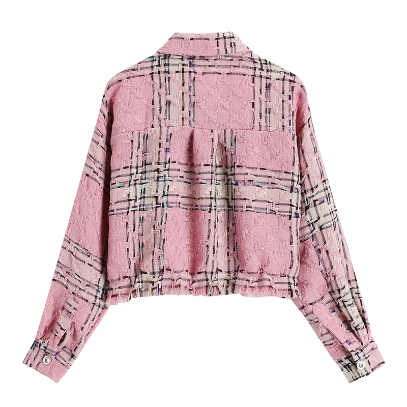 

long sleeve blouse 2020 Autumn sweet vintage Casual korean fashion Single Breasted Cardigan Slim Plaid Short shirt women tops