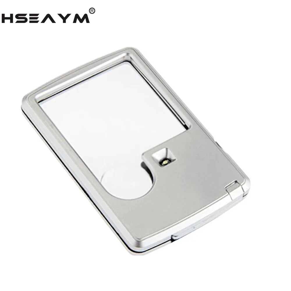 

3X Portable Resin Optical Lens LED Magnifier Magnifying Glass Loupe Ultra-thin Rectangular LED Light Card Type