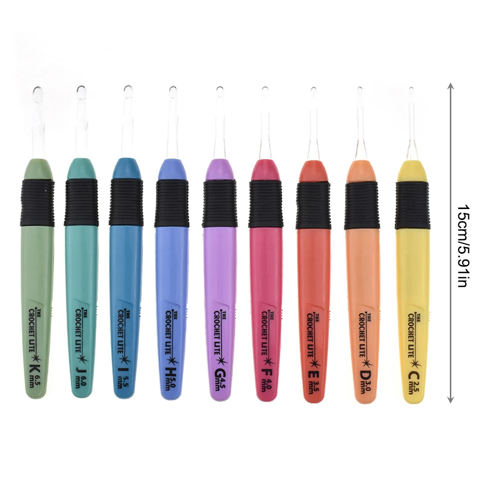 

9 Pcs LED Glow Crochet Hooks Set Knitting Needles Crocheting Needle Tool Luminous DIY Knitting Tools Crochet Hooks Kit