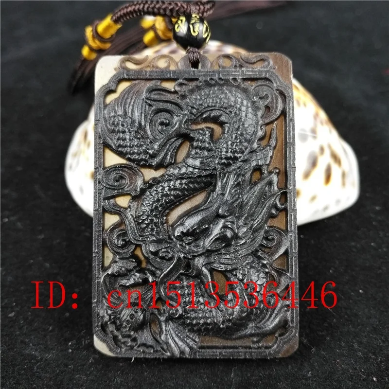 Китайский ручной резной Бык Рог Мужской Дракон кулон ожерелье счастливчик