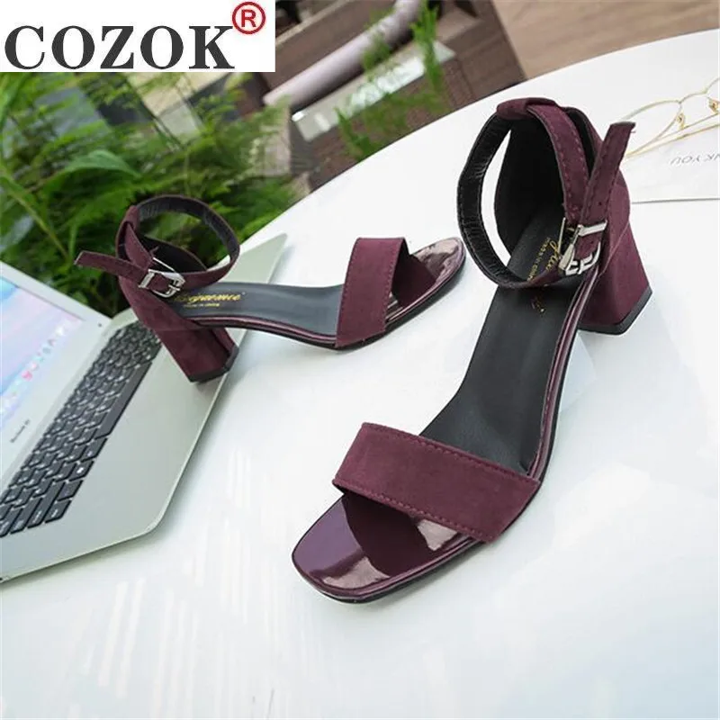 

2021 New Ankle Strap Heels Women Sandals 5/7CM Summer Shoes Women Open Toe Chunky High Heels Party Dress Sandals Big Size 34-40