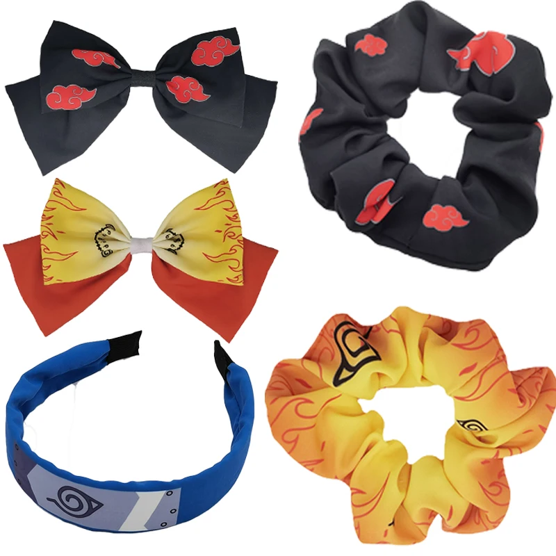 

Fashion Red Cloud Printed Hairclips Headband Women Men Konoha Village Elastic Halloween Cosplay Hair Accessories