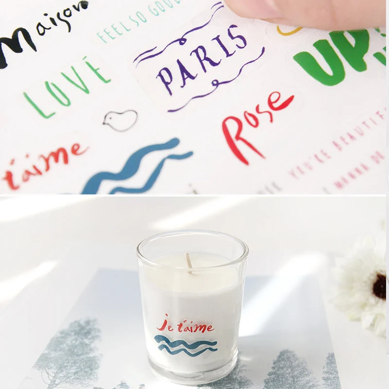 8 шт./компл. креативные прозрачные ПВХ черные и цветные наклейки английский