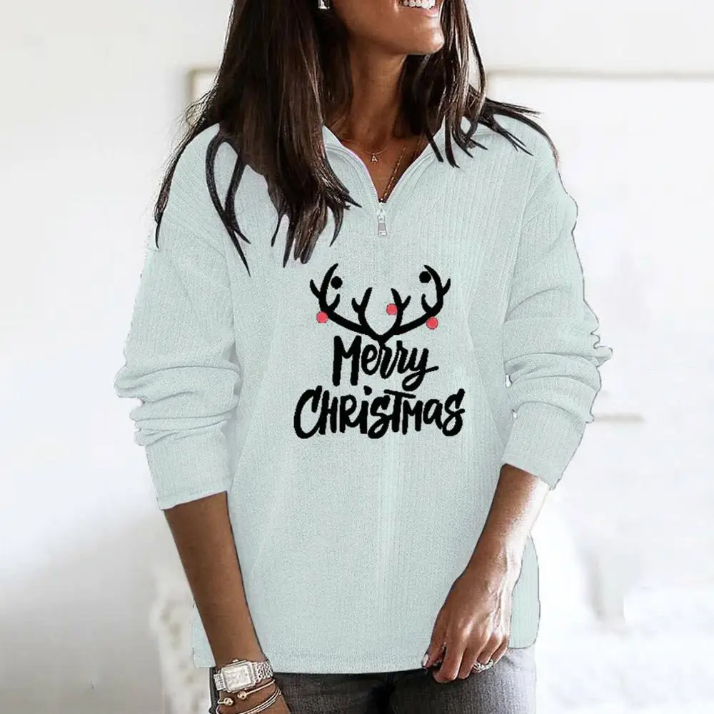 

Merry Christmas creative letter printing zipper loose women
