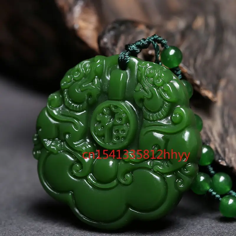 

Hot Selling Jade Green Double Pixiu Pendant Charm Jewellery Hand-Carved Pendant for Women Men Fashion Accessories
