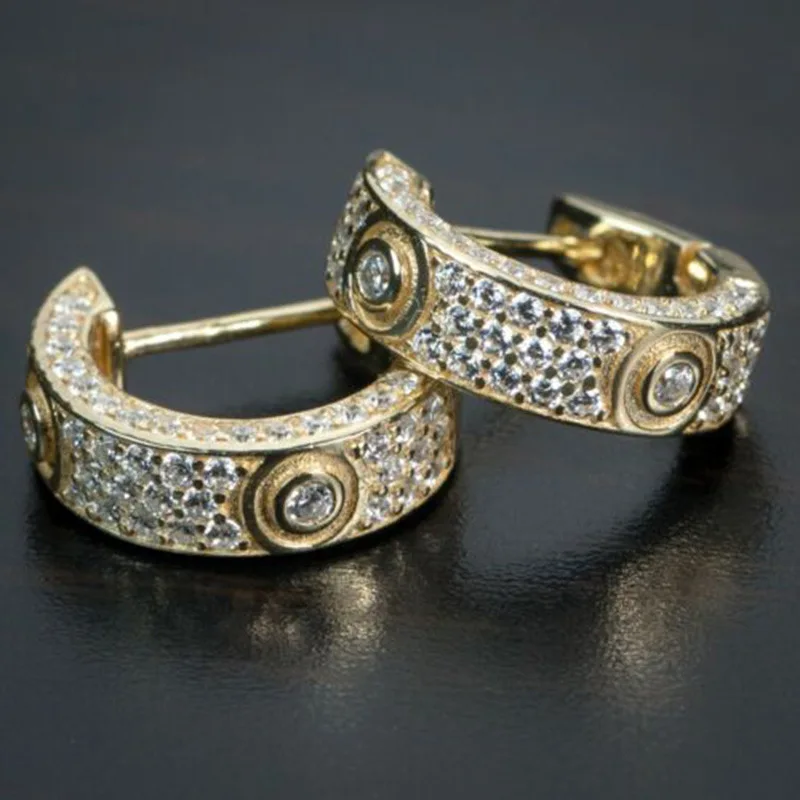 

Серьги-кольца с микрозакрепкой из фианита, 14 к золота