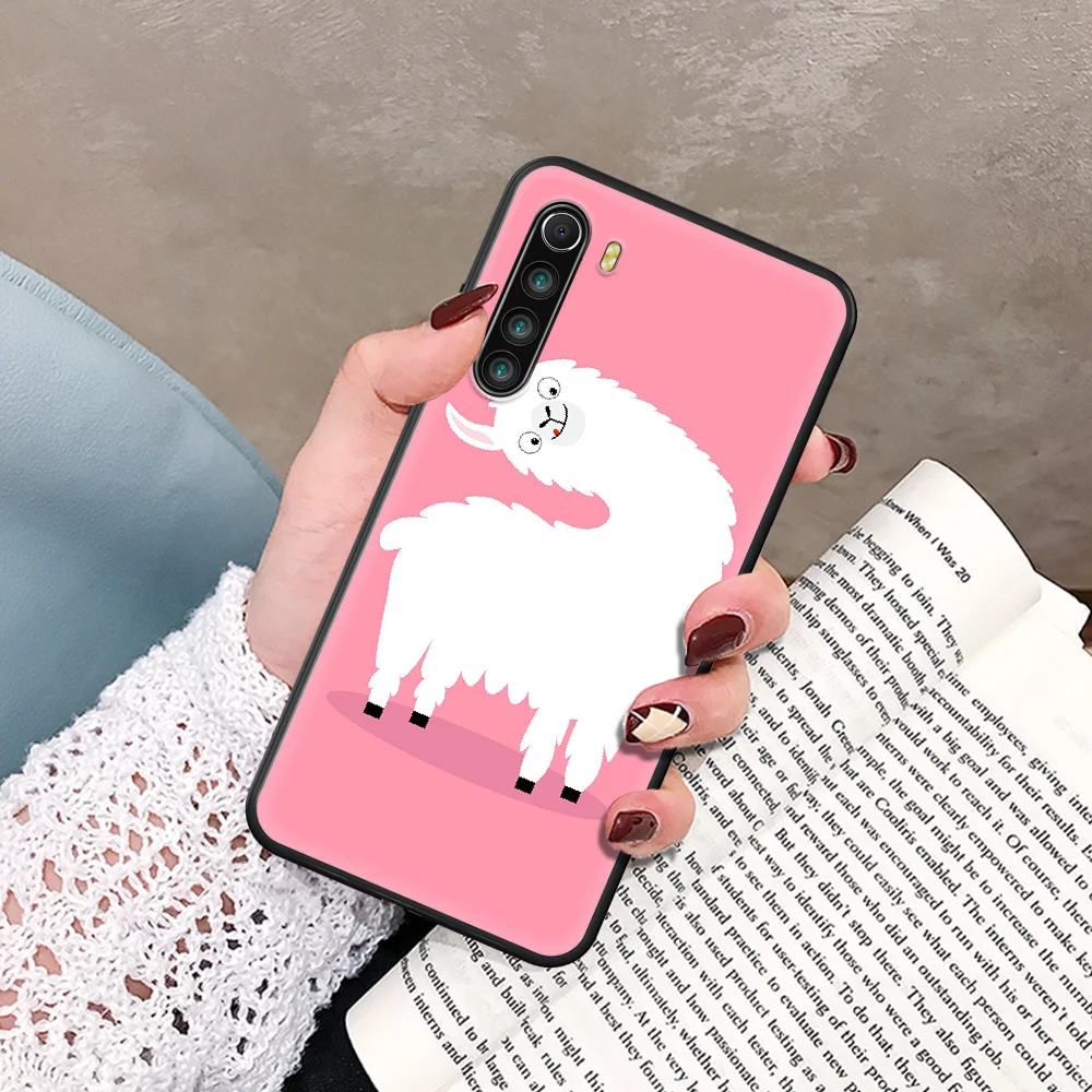 

awaii Cute Llama Alpaca Animals Cartoon Phone Case For Xiaomi Redmi Note 7 8 8T 9 9S 4X 7 7A 9A K30 Pro Ultra black Etui Soft