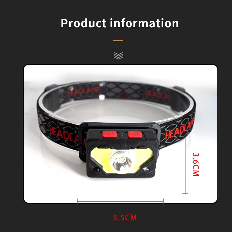 

Mini Rechargeable LED Headlamp Body Motion Sensor Headlight Camping Flashlight Head Light Torch Lamp With USB