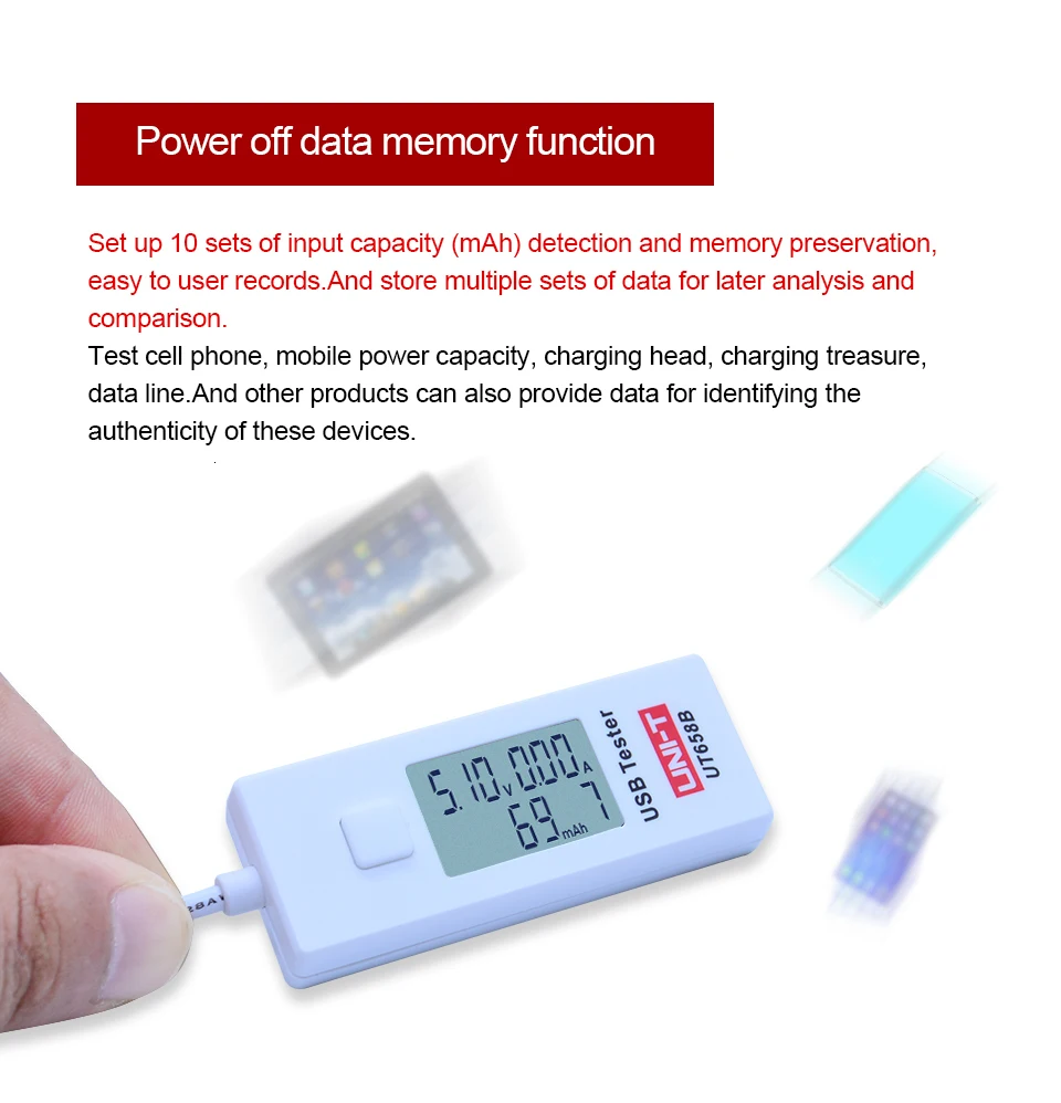 USB тестер U диск доктор зарядные устройства UNI-T UT658B напряжение и ток мониторы Макс 9 В с хранения данных напряжение измеритель тока