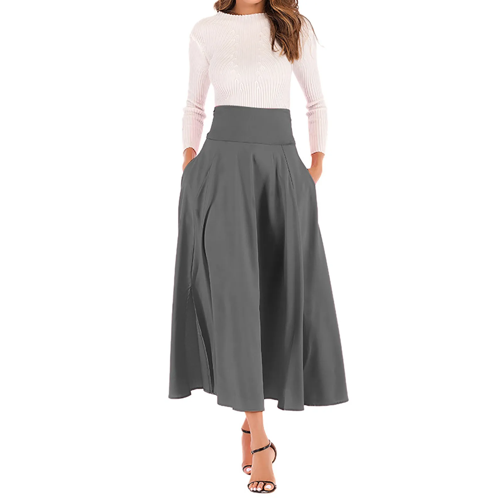 

2021 Long Skirt Women Solid All Match High Waist Skirts Womens Korean Fashion Females Casual half skirt S-XXL jupe femme
