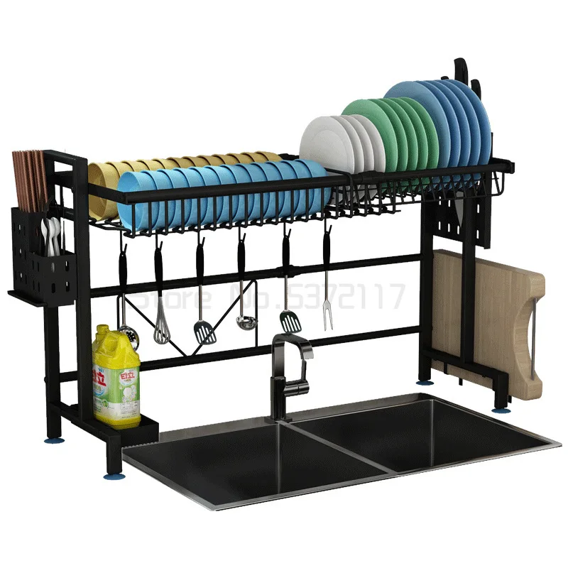 

Stainless Steel Dishes Rack Dual Sink Drain Rack Adjustable Kitchen Oragnizer Rack Dish Shelf Sink Drying Rack