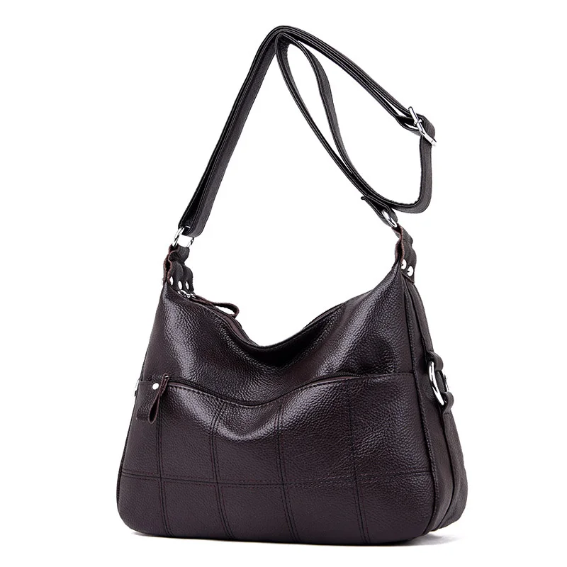 Женская сумка мессенджер из мягкой кожи с 2 карманами сумки известных брендов