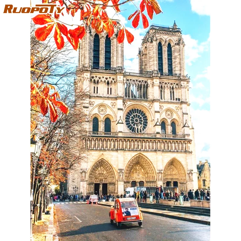 

RUOPOTY European Street Diamond Painting Landscape Picture Of Rhinestones Handicrafts 5D DIY Diamond Embroidery Cross Stitch Art