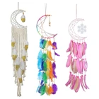 Луна Звезда Снежинка Ловец снов ручная работа перо настенный Ловец снов украшение для дома