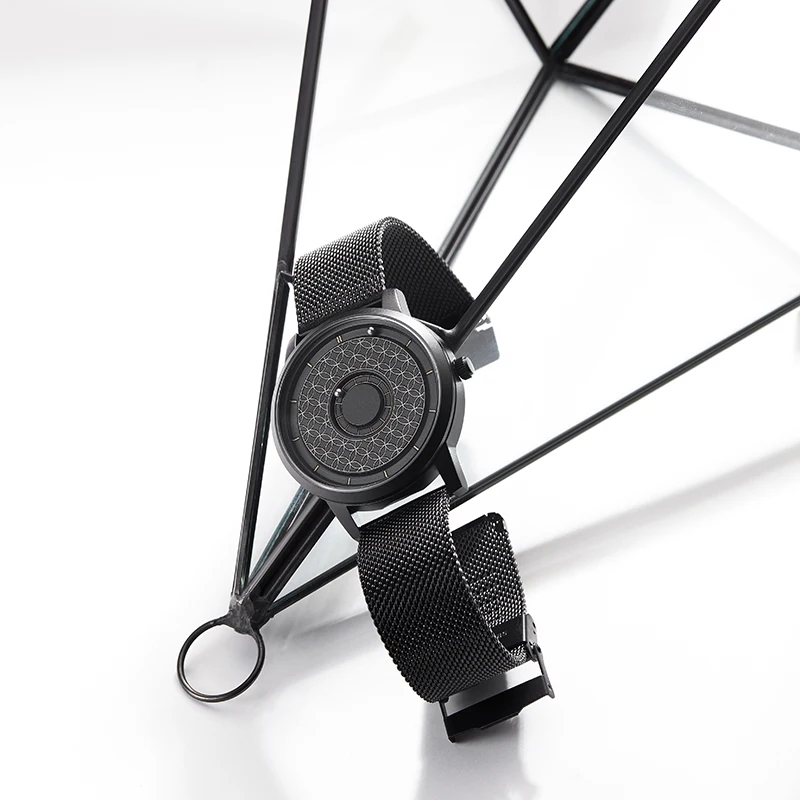 Мужские магнитные часы намагниченные двухшаровые из сплава PVD черный циферблат с