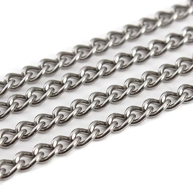 

1 meter/lot 3.5x5.5m Silver Tone 316L Stainless Steel Cuban Curb Chain Link Chains for DIY Jewelry Findings Wholesale