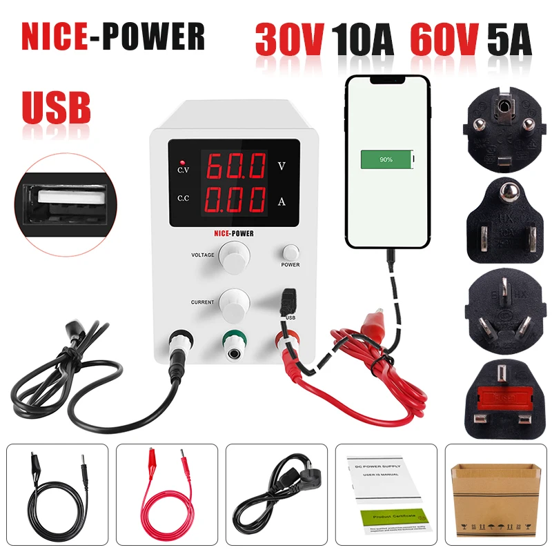 Лабораторный Регулируемый источник питания постоянного тока NICE POWER 30 в 10 А