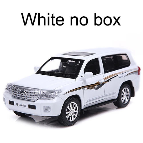White no box 1/32 внедорожник Toyota Land Cruiser, брелок для автомобильных ключей, модели 4 дверь открыта тянуть обратно светильник музыка металлический автомобиль игрушка для детей мальчиков и девочек собрать - Цвет: White no box