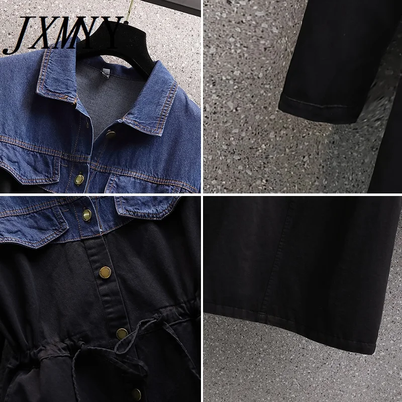 Женское свободное джинсовое платье с вышивкой осень 2021 | Женская одежда