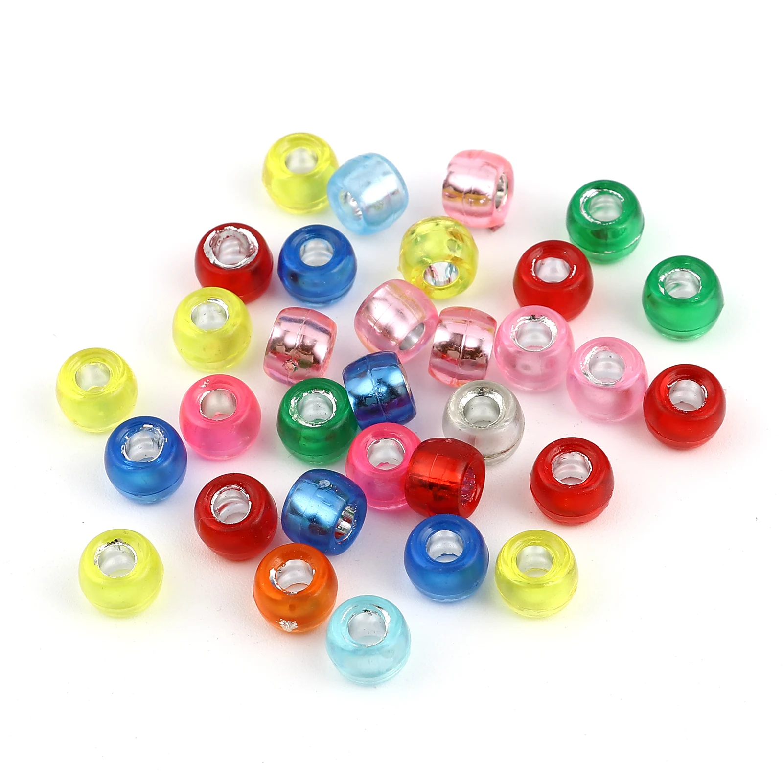 

300PCS Acrylic Beads Cylinder At Random Color Big Hole Loose Spacer Beads For Jewelry Making Charms Bracelet DIY Kids Women Gift