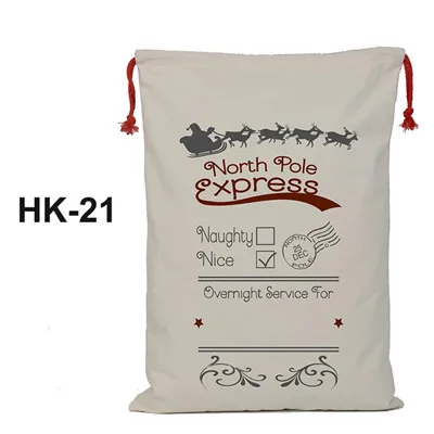 HK-21 10 шт./партия, Новое поступление, 38 стилей, сумки Санта Клауса, Холщовая Сумка Санта Клауса, Рождественский мешок Санта-Клауса - Цвет: HK-21