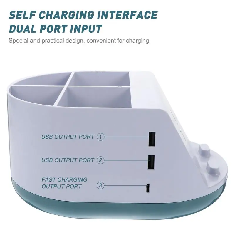 

1Pc Multifunctional Charging Box Desktop Storage Box With Data Cable (Sky-Blue)