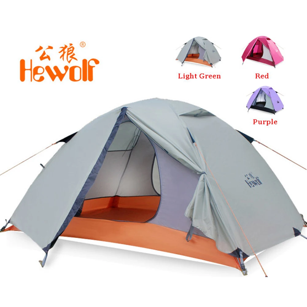 Hewolf 1595 Outdoor Double Layer Ultralight Aluminum Pole Waterproof Windproof Camping Tent 2.51KG Beach Tent Barraca