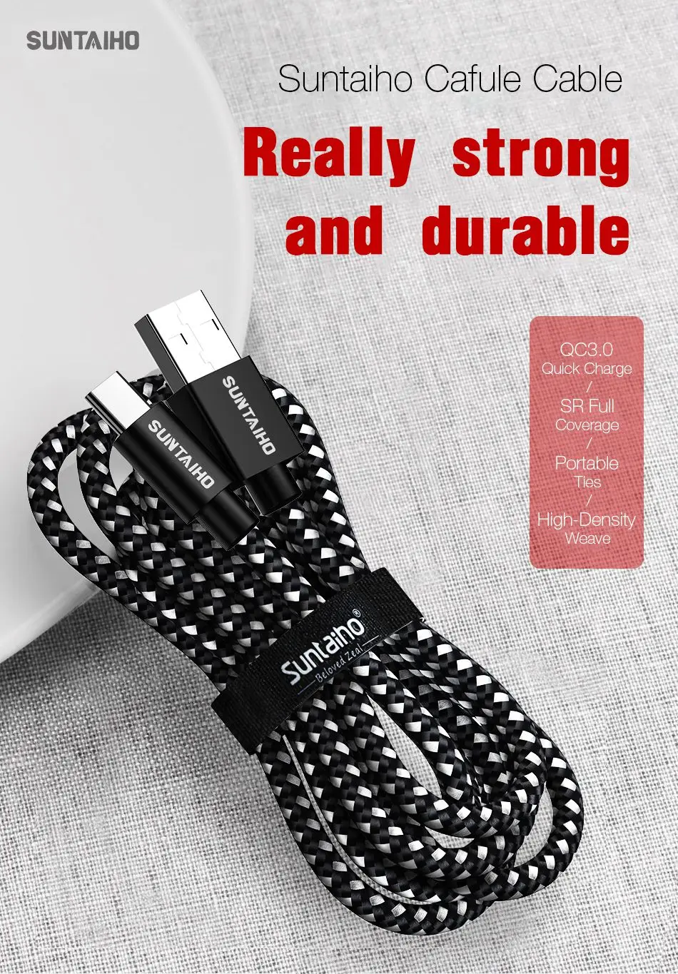 Suntaiho Тип usb C кабель для samsung S10 S9 A50 Xiaomi Redmi Note 8 Pro быстрой зарядки Тип-C Зарядное устройство мобильного телефона кабель с разъемом usb-c