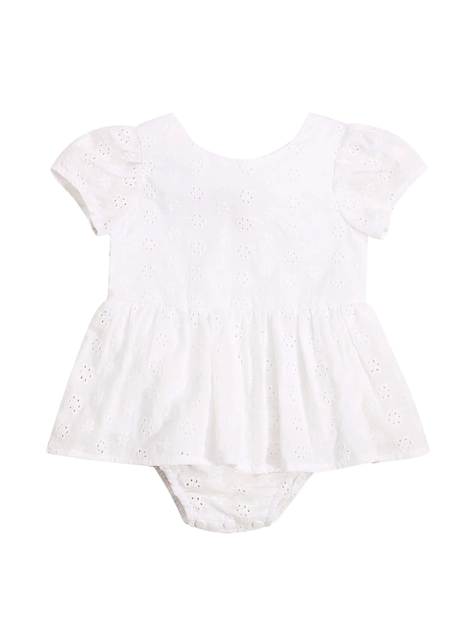 

0-24 Months Baby Girls Cotton Casual Short Sleeve Romper Fashion Solid Color Lace Bandage Triangle Jumpsuits Soft Fashion