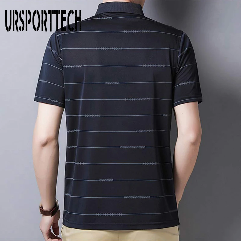 2021 New Summer Men Polo Shirt Mens Short Sleeve Striped Polo Shirts Plus Size Camisa Polos Shirt Men Office Casual Tshirt Tops