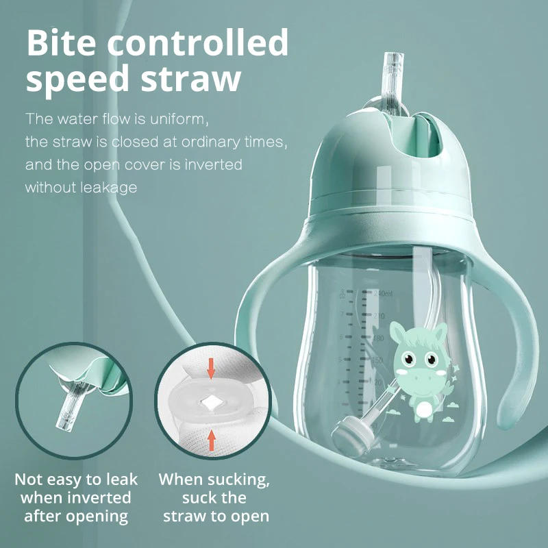 Biberones sin BPA para beb&eacute; reci&eacute;n nacido, botella de alimentaci&oacute;n de calibre ancho, de doble uso, para beber leche y agua, accesorios para ni&ntilde;os-3
