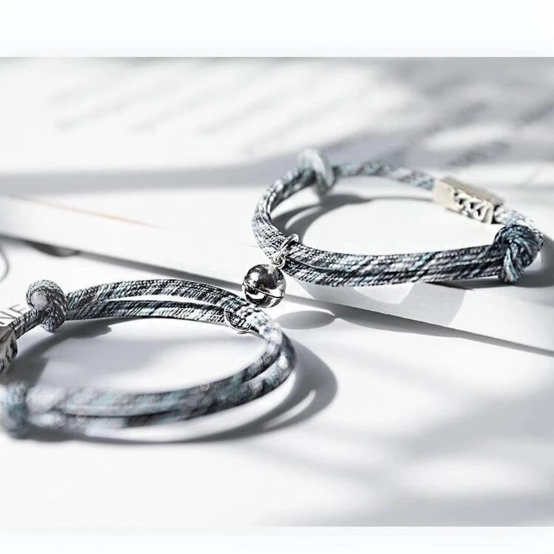 Новинка 2 шт. браслет для пар магнитное ювелирное изделие с плетеным расстоянием