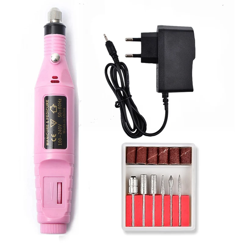 pink set 1 Профессиональный маникюрный аппарат, электрические сверла для ногтей, набор мельниц, резак для дизайна ногтей, Шлифовальная Пилка Для удаления геля, Керамический Резак - Цвет: pink set 1