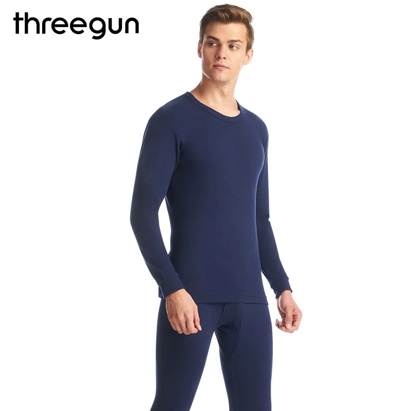THREEGUN Термическое нижнее белье Комплекты Мужчины Хлопок Мягкие Комфортные