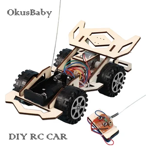 DIY RC спортивный автомобиль игрушки Дети образовательная деревянная модель собрать дистанционное управление игрушки набор Электрический студент научное обучение игрушки