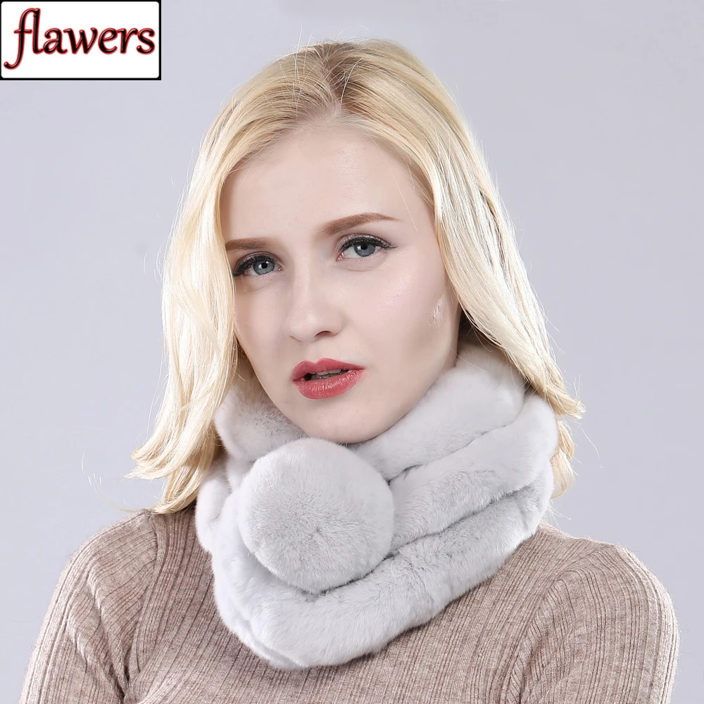 

Winter Hot Sale Lady 100% Genuine Rex Rabbit Fur Scarf Natural Soft Rex Rabbit Fur Muffler Russia Women Warm Real Fur Scarves