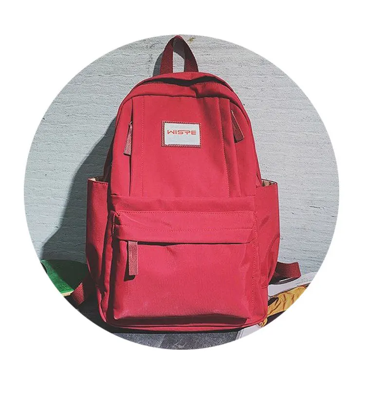 

College style simple solid color school bags retro versatile canvas art boys sweet girls backpack
