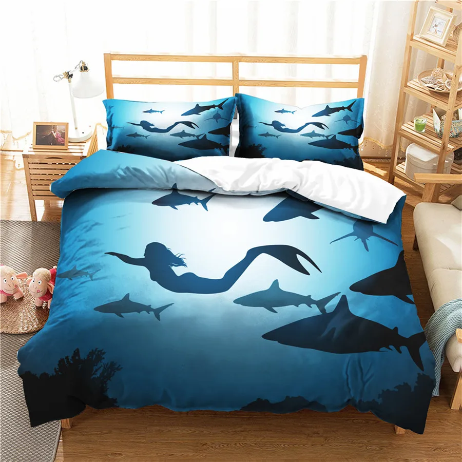 

A Bedding Set 3D Printed Duvet Cover Bed Set Sea Mermaid Home Textiles for Adults Bedclothes with Pillowcase #MRY40