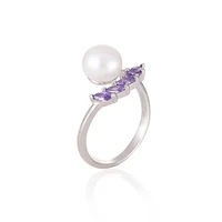 korean style new s925 silver ring female retro fashion open pearl ring female hand ornament for woman